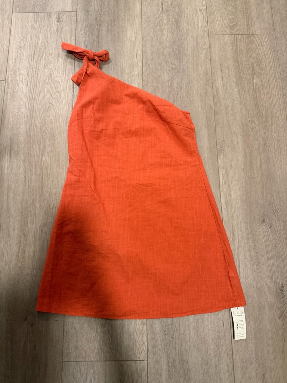 One-Shoulder Tie Strap Orange Dress